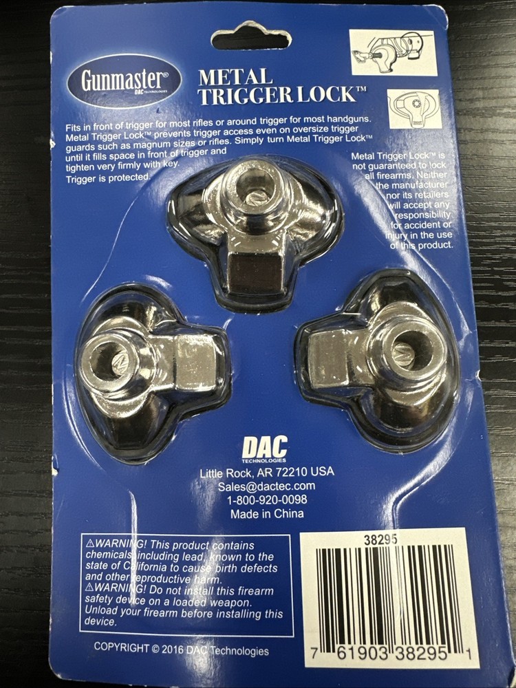 Gunmaster Metal Trigger Lock 3-Pack With Keys Included