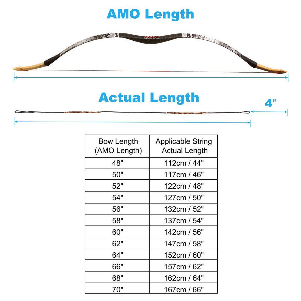 14 Strands Bow String Replacement for AMO 66" Recurve Bow String Black Brown