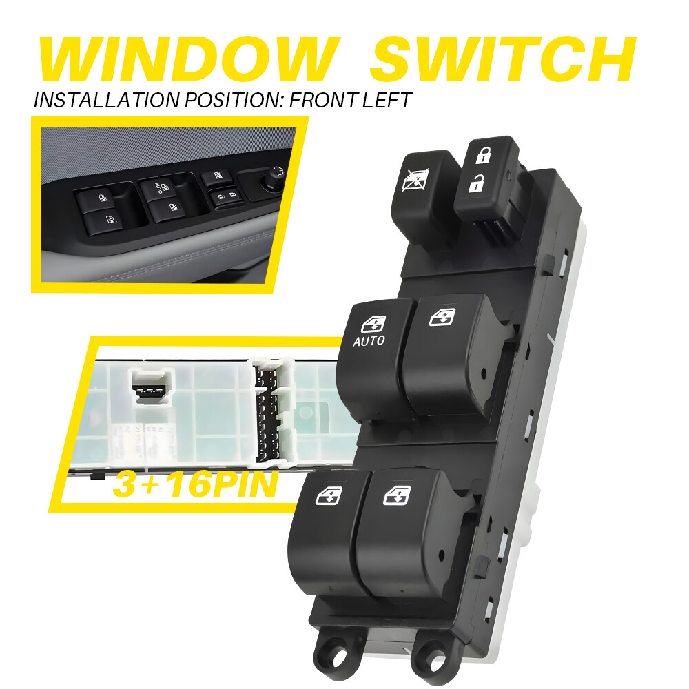 Black Master Power Window Control Switch Left Front for Subaru Outback 2013-2017
