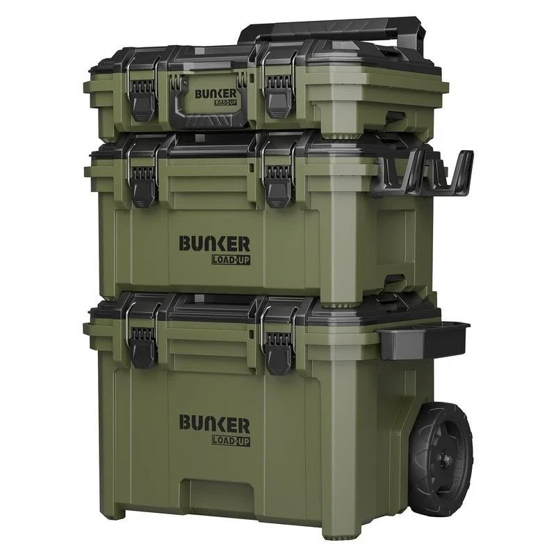 Bunker Draper 9 Piece Load-Up Stacking Wheeled Mobile Toolbox System Case,31644