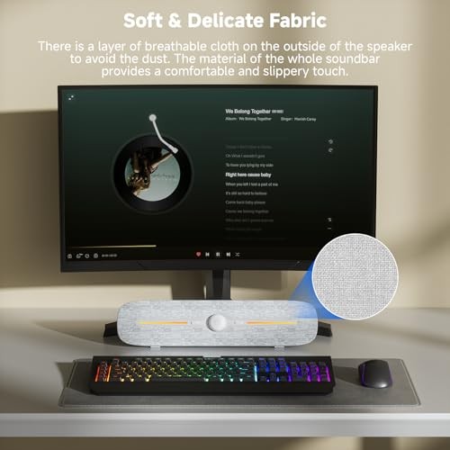 Computer Speakers for Desktop, USB Powered Bluetooth PC White Aux & Bluetooth