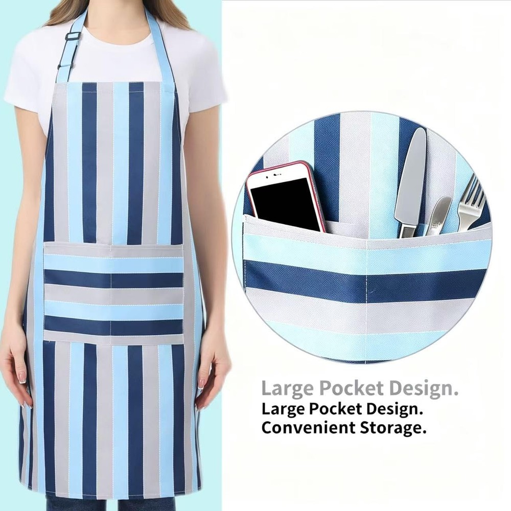2-piece kitchen aprons, adjustable neck strap waterproof aprons with pocket d...