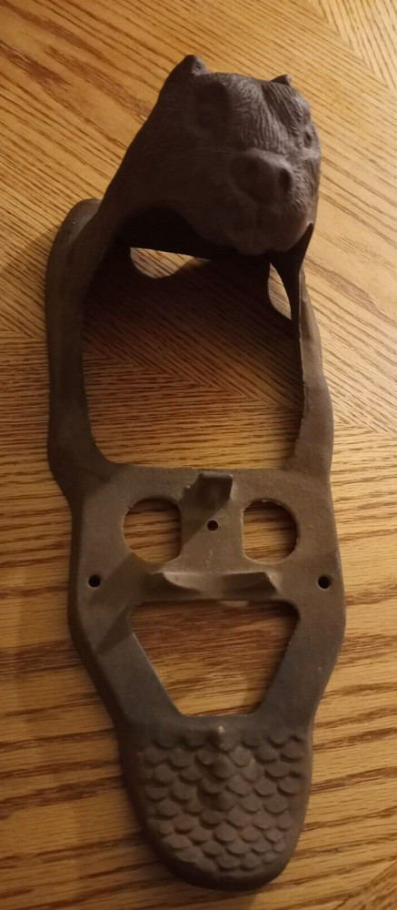 Vintage John Wright Cast Iron Sleeping Beaver Boot Brush Scraper Cleaner Base