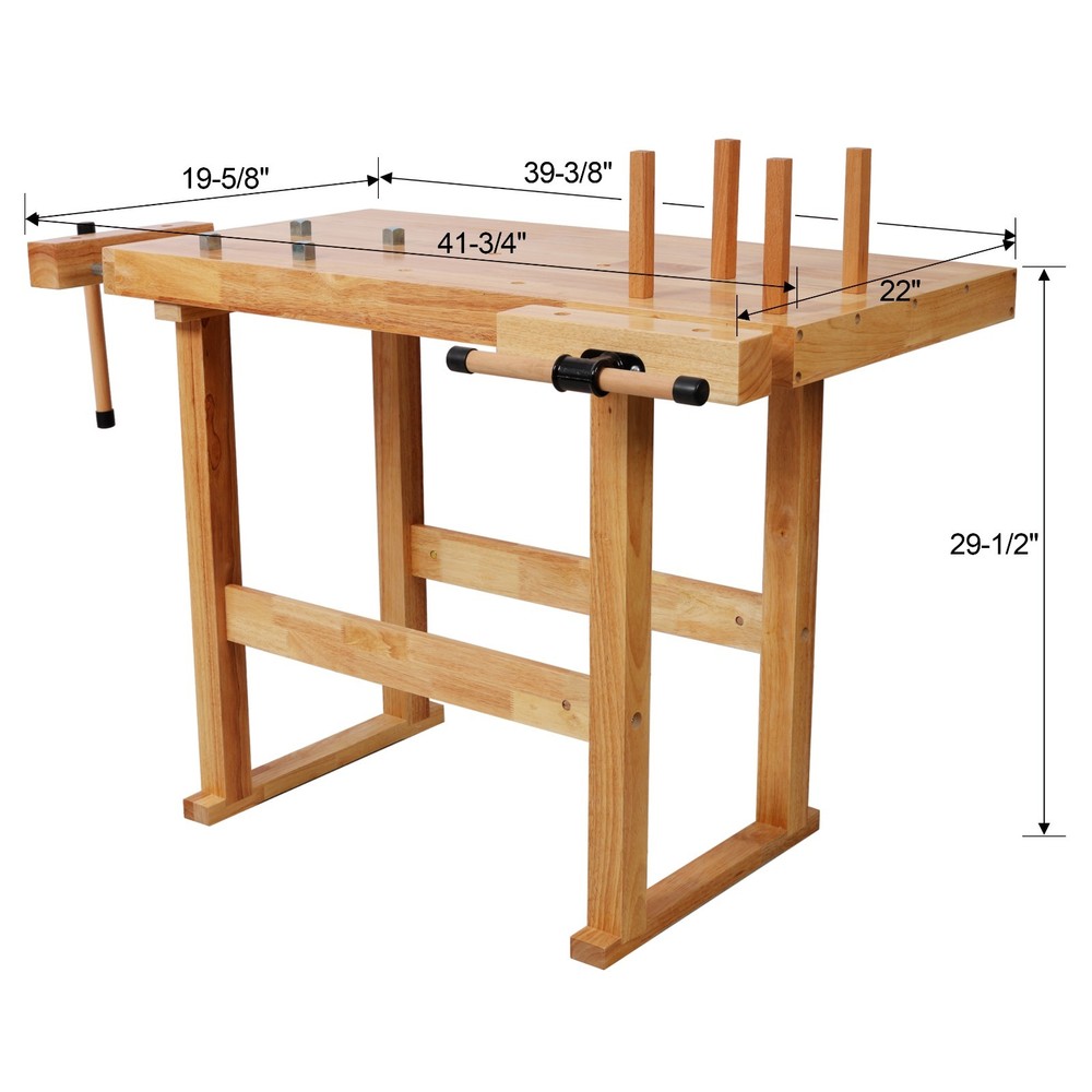 Heavy Duty 40" Wood Workbench 330Lbs Capacity with Adjustable Handle