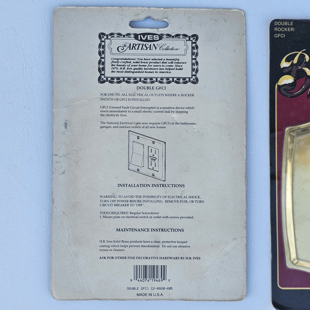 Ives Artisan Collection Solid Brass Double Outlet Plate Covers NIP