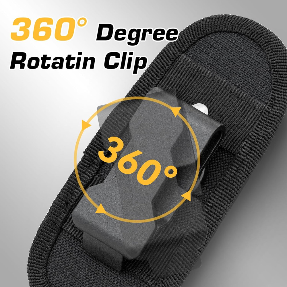 Tactical Flashlight Holster, Rotatable Duty Belt Flashlight Holder, 1000D Nylon