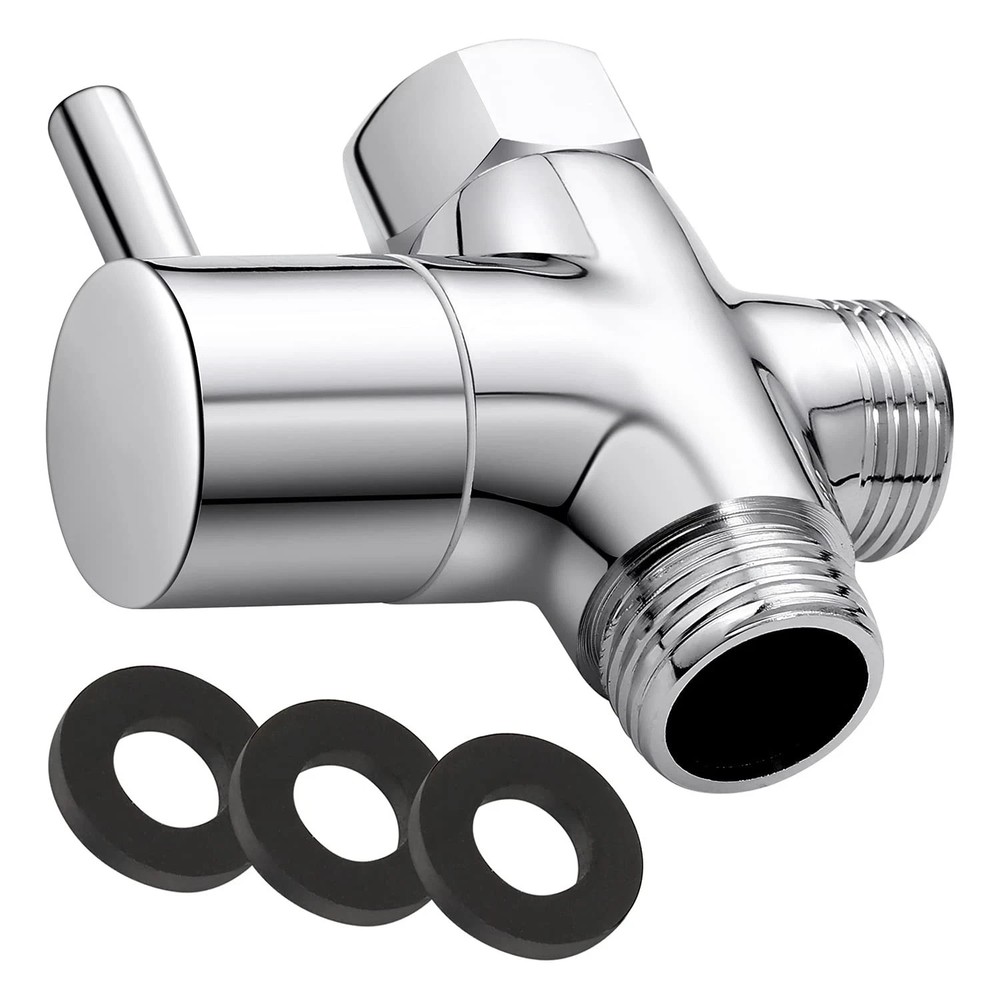 G1/2" Shower Head Diverter Valve, Solid Brass Arm Chrome Finish