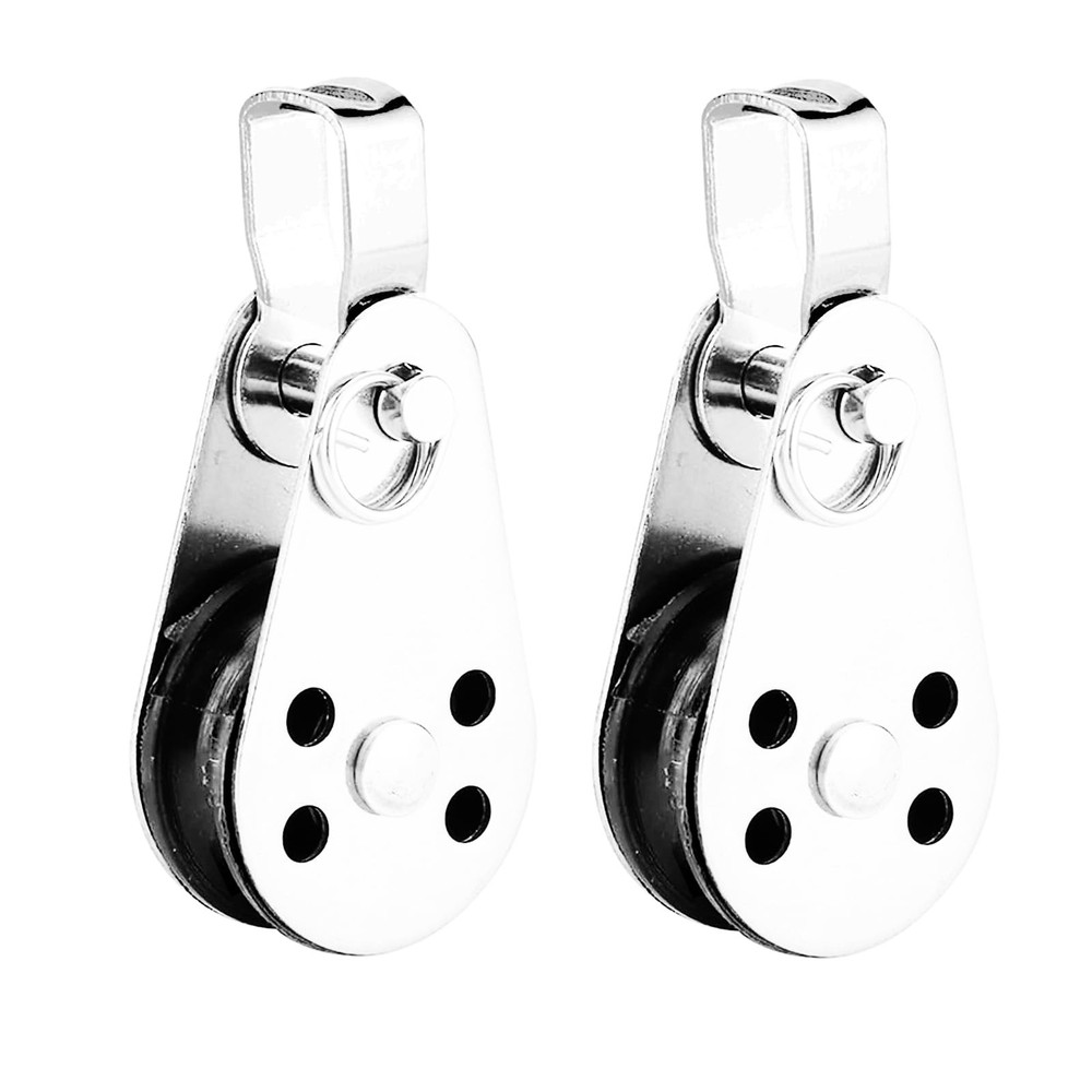 2 PCS Durable Stainless Rope Pulley Loading Nylon Roller, Block Snatch Single