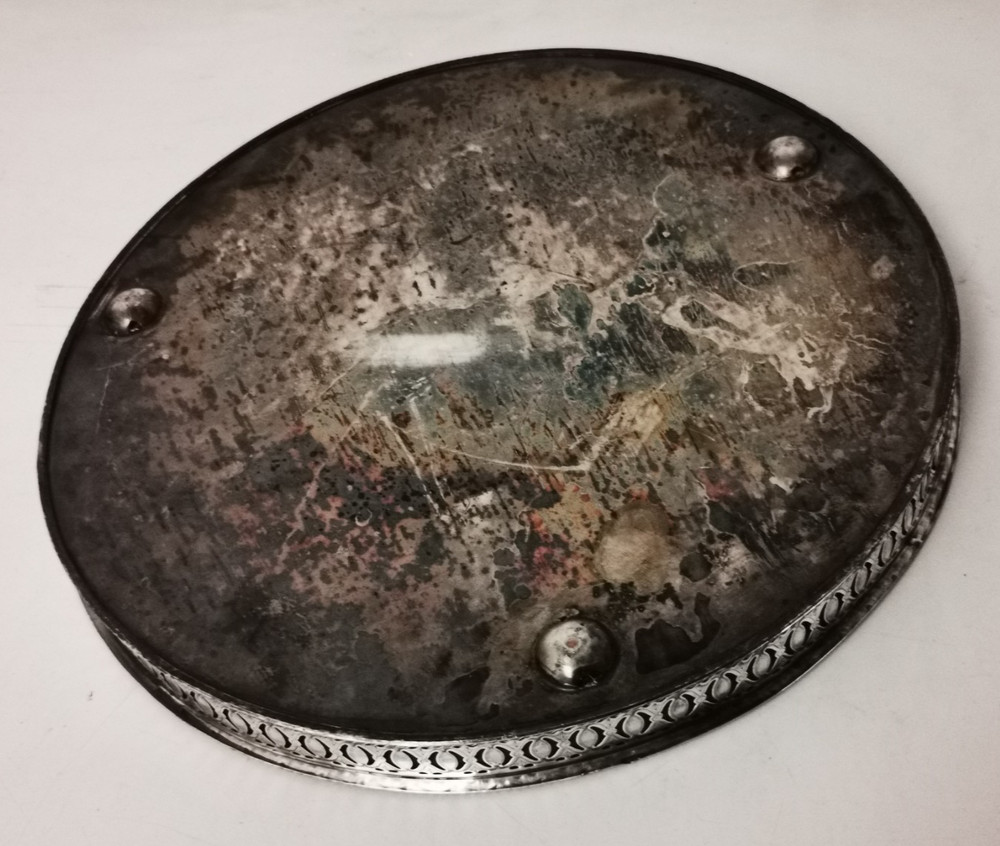 Antique Silver Plated Gallery Tray - 35.5cms.