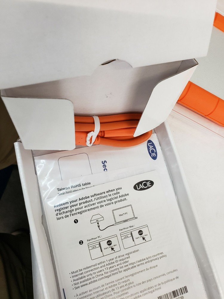 NEW LACIE RUGGED SECURE 2TB ENCRYPTED USB EXTERNAL HARD DRIVE ORANGE
