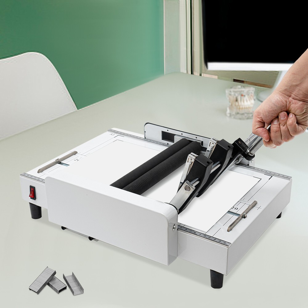 Manual Paper Booklet Binding Folding Machine Staplers Binder Folder Making 60W