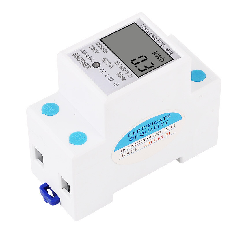 DDS528 Watt Hour Meter DIN Guide LCD Digital Display Power Consumption kWh