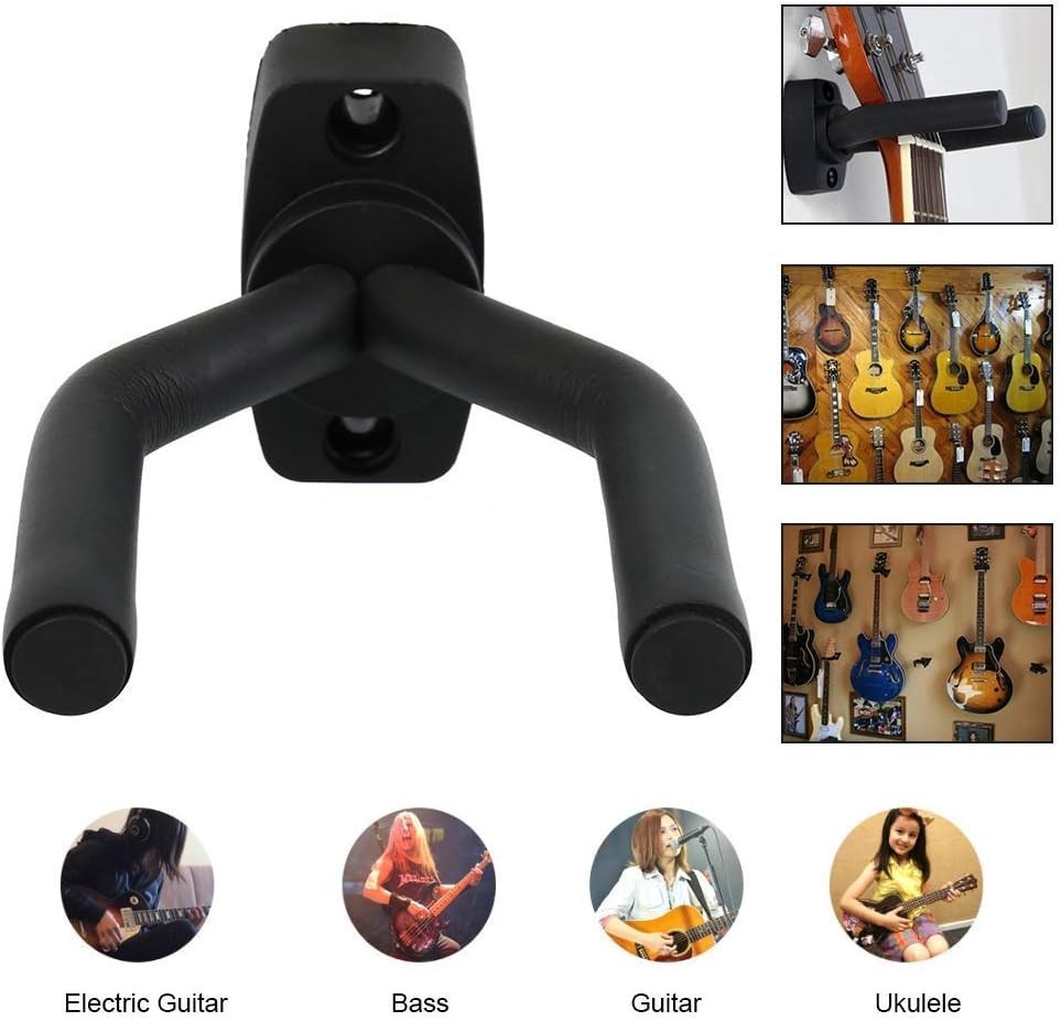 Guitar Wall Mount Hanger Set with Secure 60 lb Capacity, 2 Pack