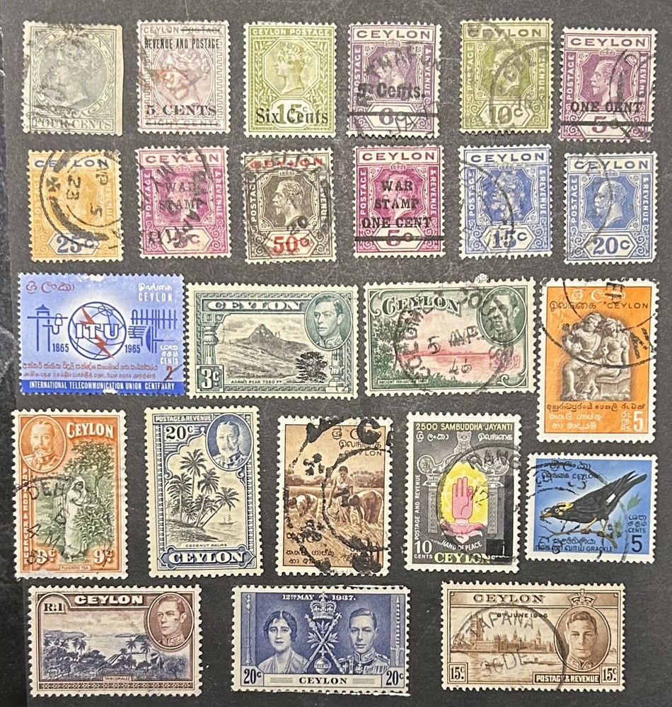 CEYLON 24 Diff Stamps cv-$46.00