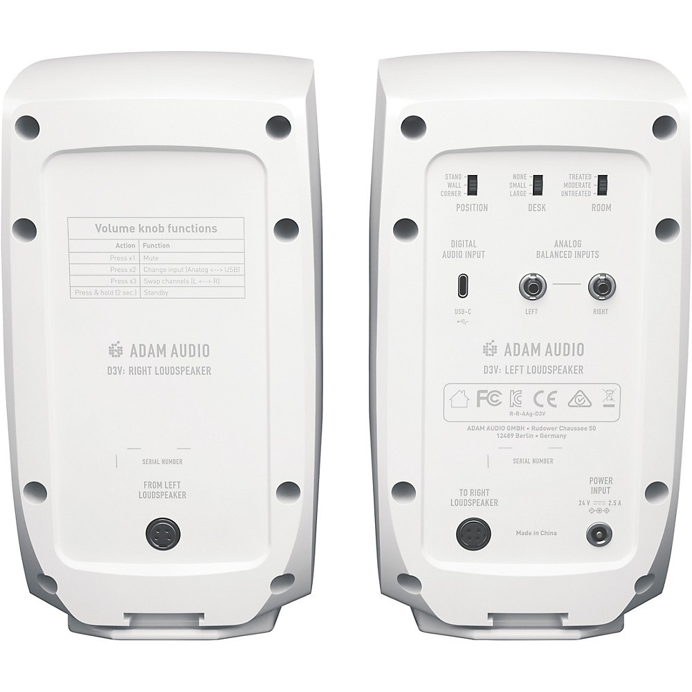 ADAM Audio D3V 3" Active Studio Monitors (Pair) White