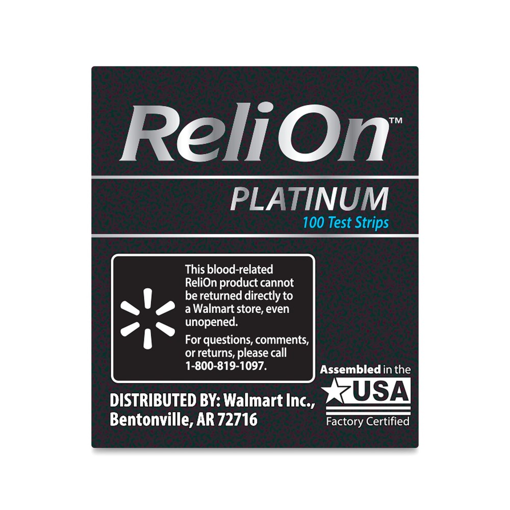 ReliOn Platinum Blood Glucose Test Strips, 100 Count