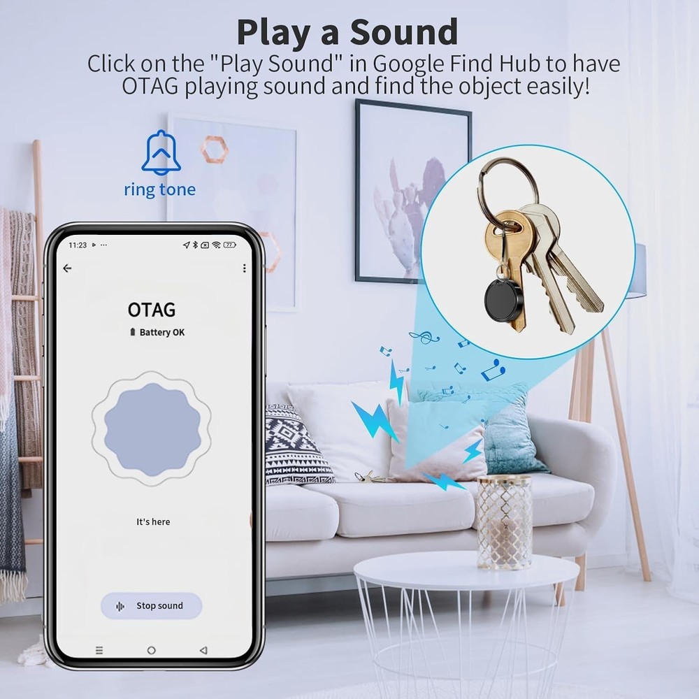 4-Pack Android Bluetooth Tracker Tag IP65 Waterproof Item Finder for Keys Wallet