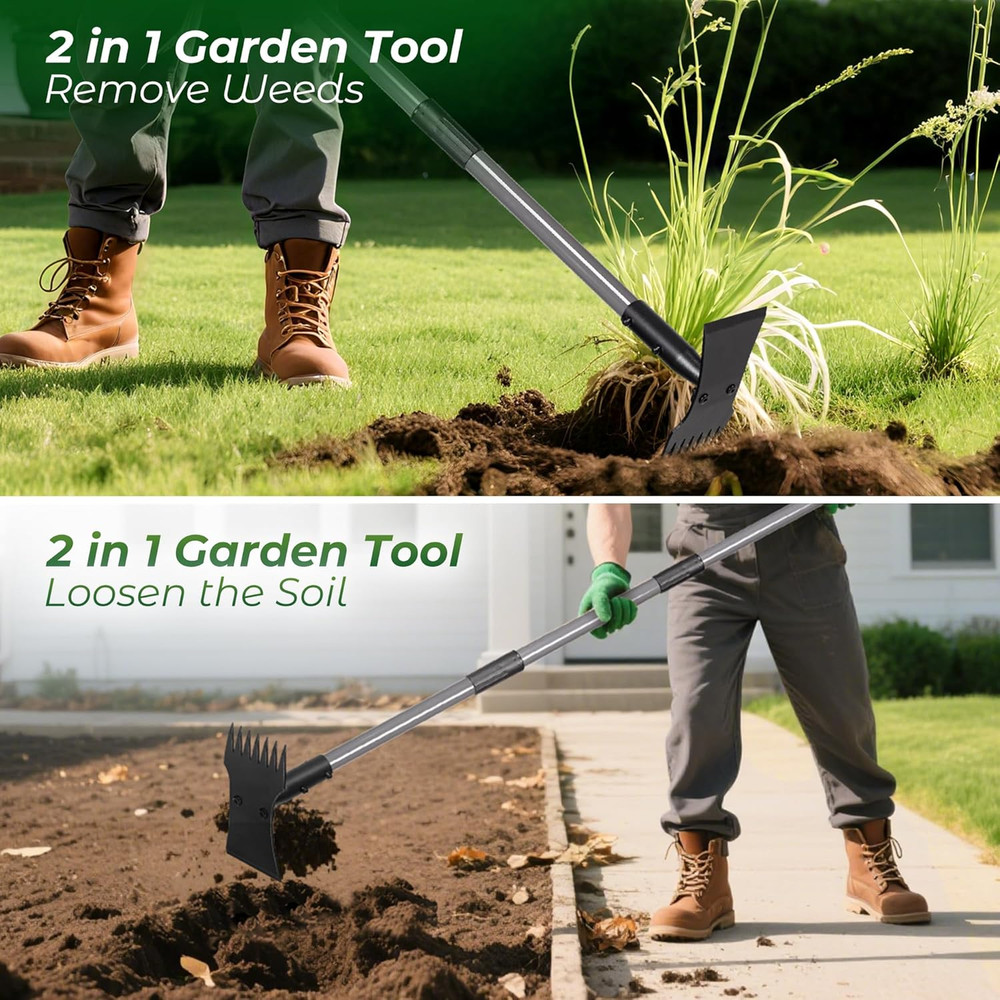 Garden Weeder Tool – Manual Weed Puller & Uprooting Weeding Tool with Weed Rake,