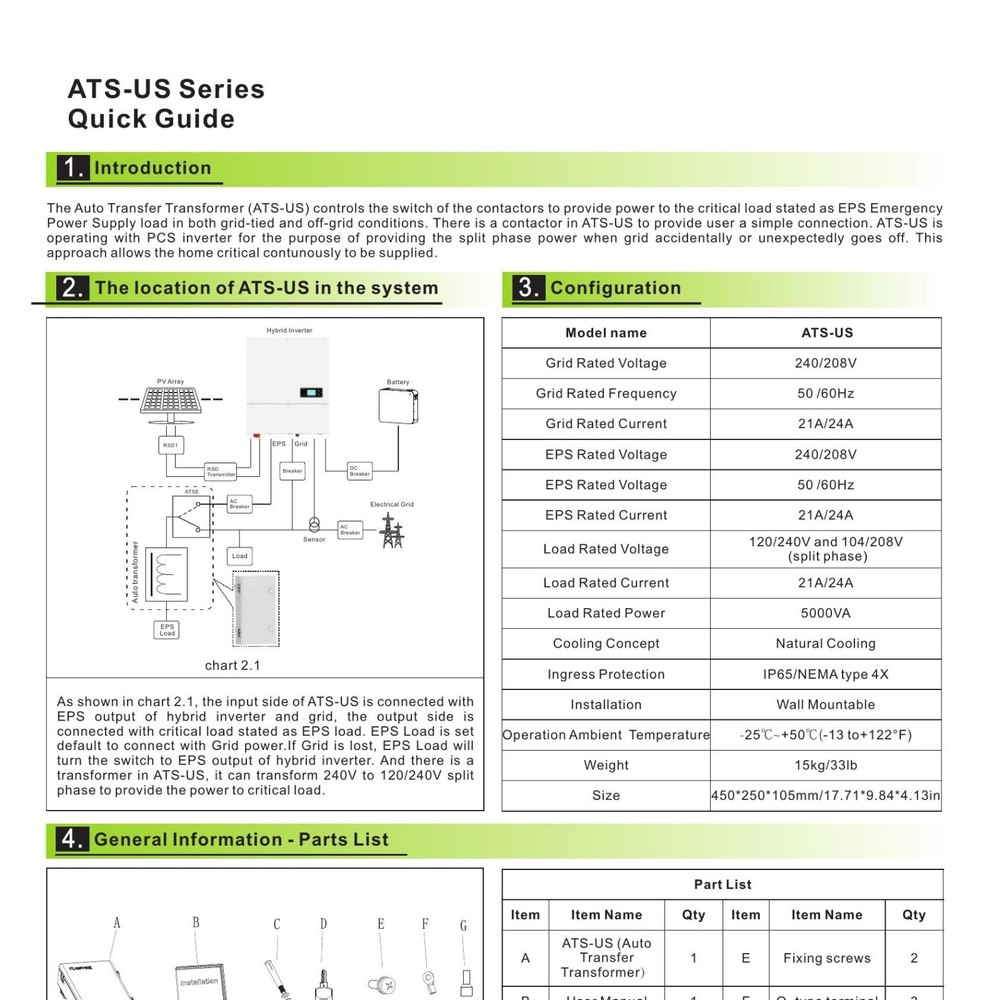 ATS-US Auto Transfer Switch & Split Phase Transformer — 5000VA / 240V / 60Hz
