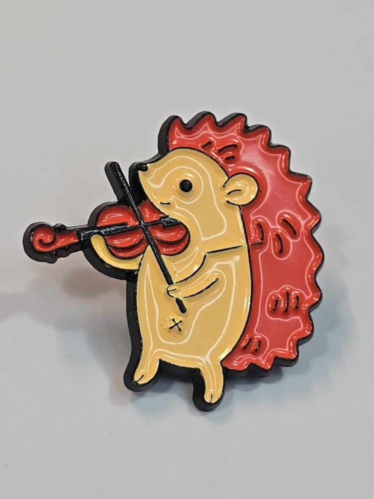 Hedgehog With Violin Lapel Pin
