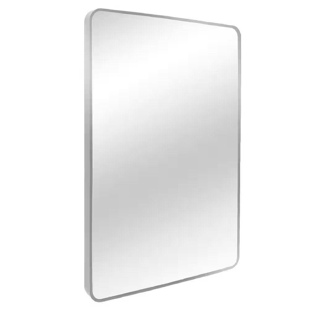 24" x 30" Rectangular Aluminum Frame Framed Wall Bathroom Vanity, Silver