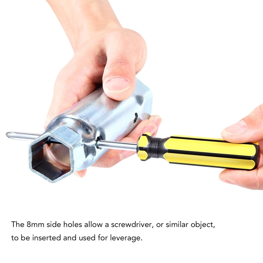 Skoutag RV Water Heater Element Wrench Socket, Dual Hex Removal Silver