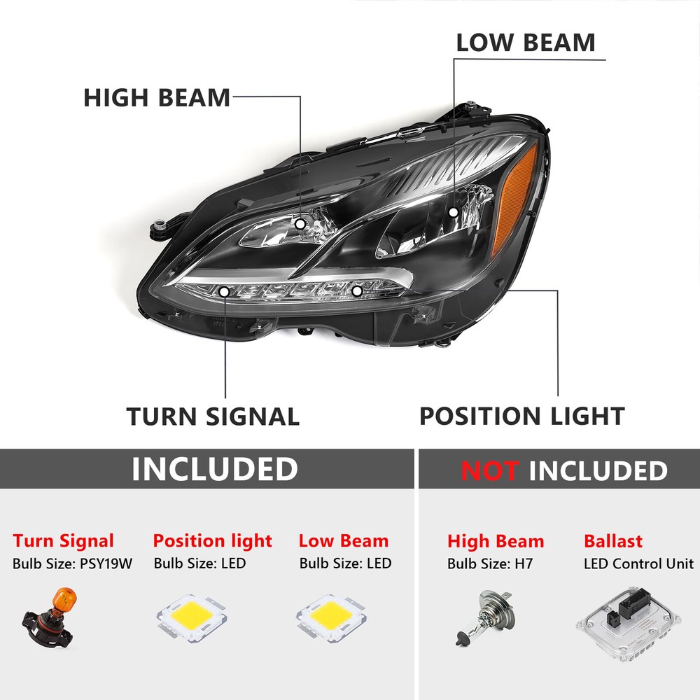 For 2014-2016 Mercedes-Benz E-Class W212 Halogen Headlight Headlamp Driver Side