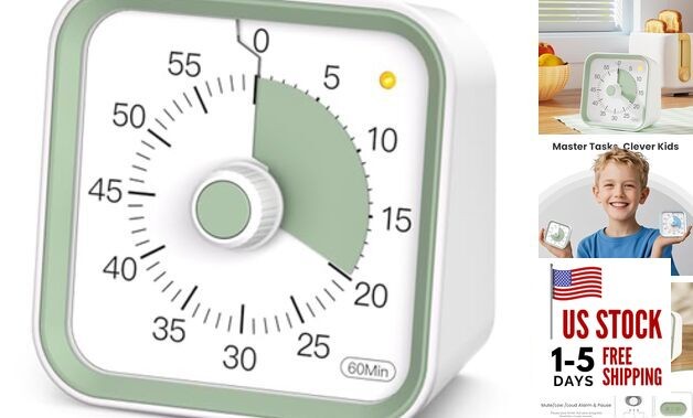 Visual Timer for Kids with Pause Function, 60 Minute Countdown Timer for White