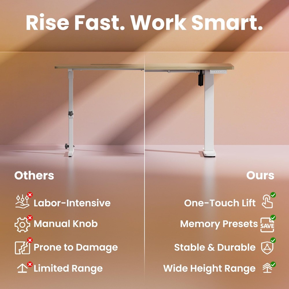 32" Small Electric Standing Desk Adjustable Height, 4 Memory Height Settings,...