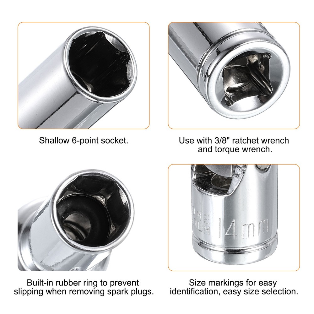 3/8" Drive Universal Joint Socket 14mm 6-Point Rotation Swivel Flex Socket