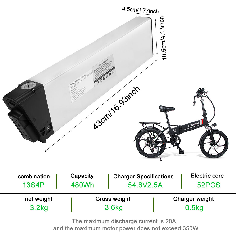 48V 10Ah Folding E bike Battery Replacement Lithium Battery Pack for Samebike