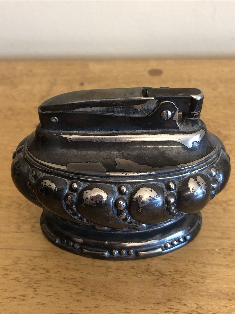 Ronson Crown Silverplate Table Lighter Art Nouveau