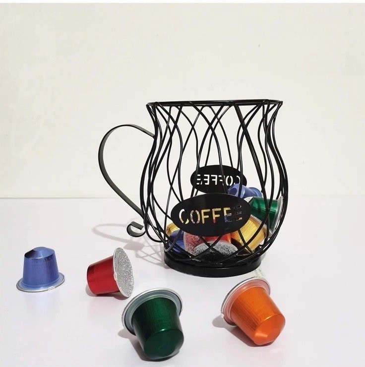 Metal Coffee Pod Holder Mug Rack – Coffee Capsule Storage Basket Organizer