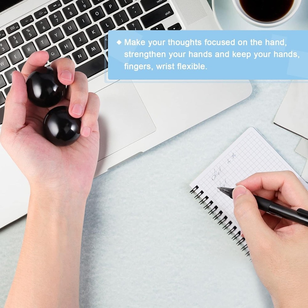 Black Obsidian 2-Inch Baoding Balls for Hand Exercise & Relaxation