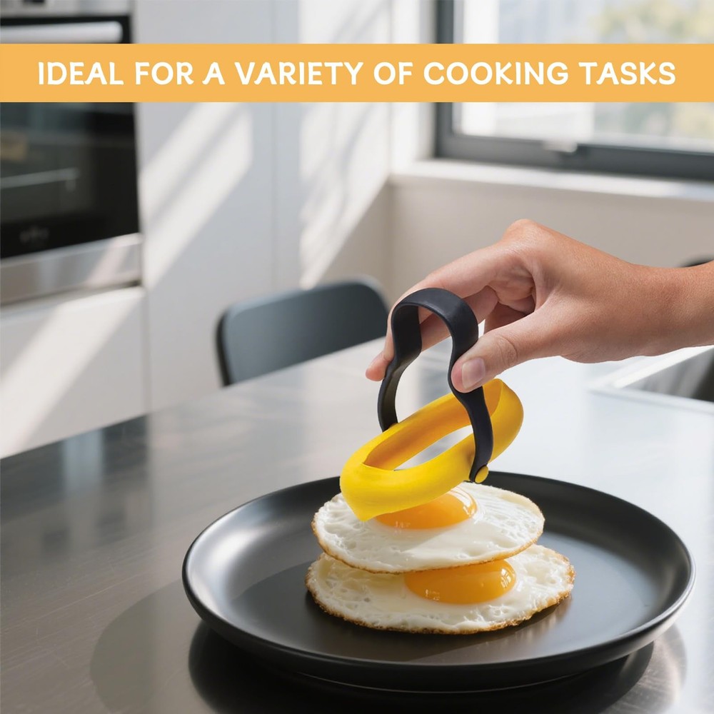 Silicone Egg Rings for Cooking – 4 Pack Nonstick Egg Molds for Fried Eggs Pan...