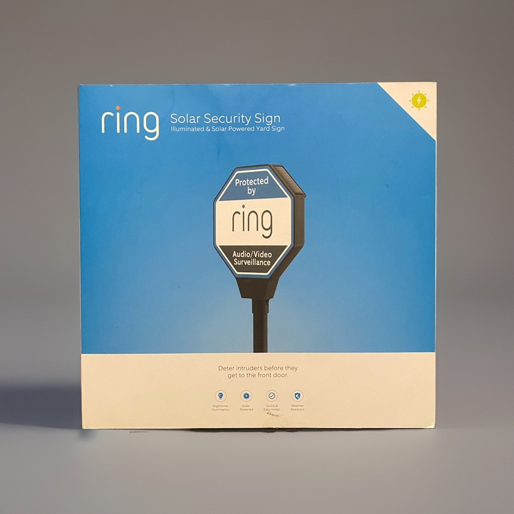 Ring Security Solar Powered Surveillance Illuminated Yard Sign Open Box