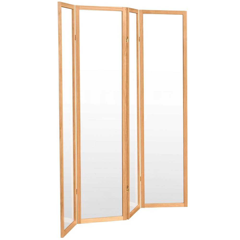 6 ft. Tall Clear Plastic Partition Natural 4 Panel