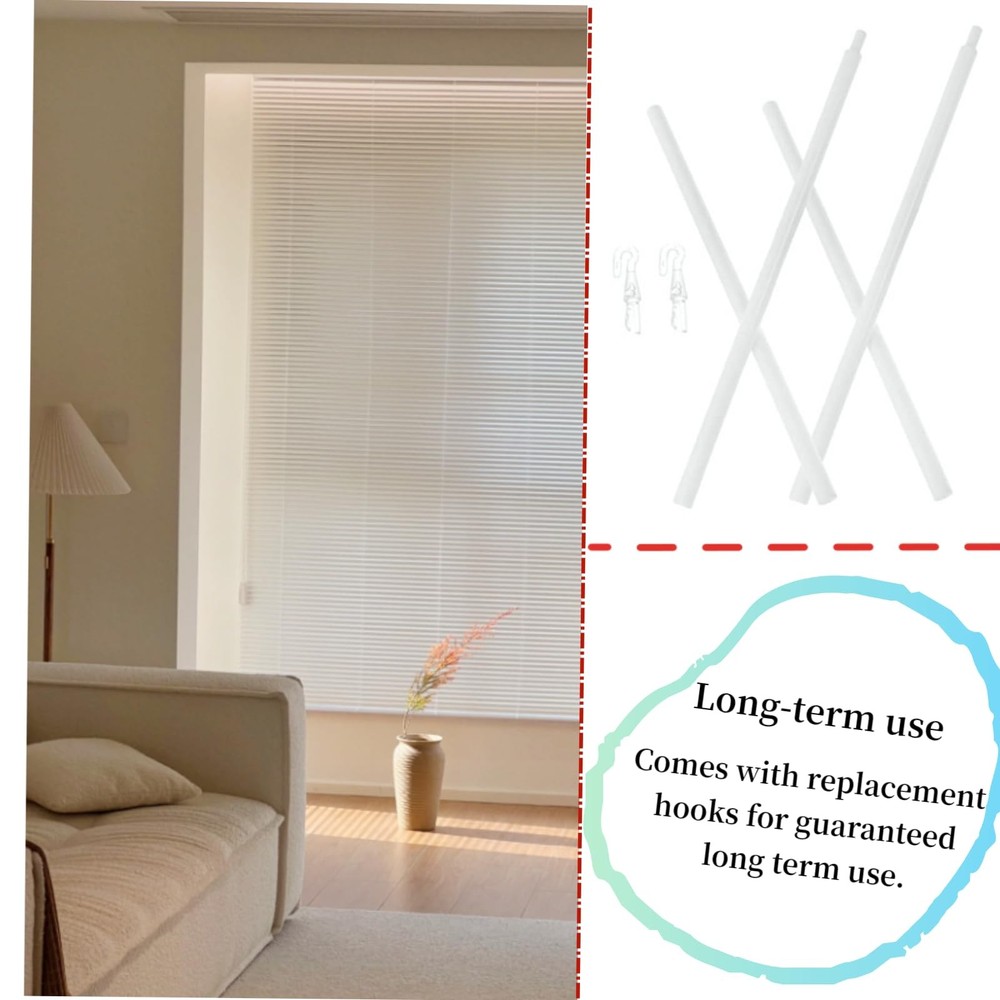 2 Set 24Inch Blind Wand Replacement with Hooks, Curtain Rod Replacement with ...