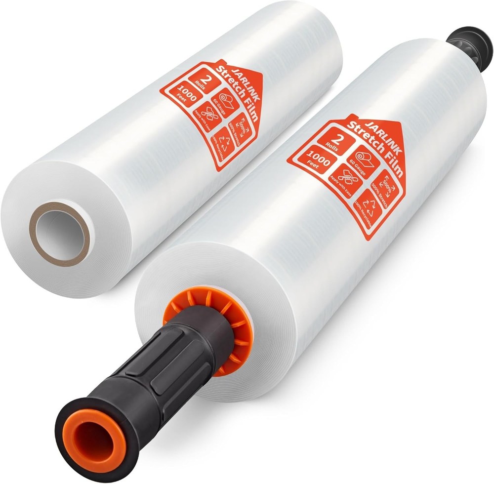 Versatile 2 Pack Stretch Wrap 15" x 1000' - Heavy Duty with Easy Grip Handles