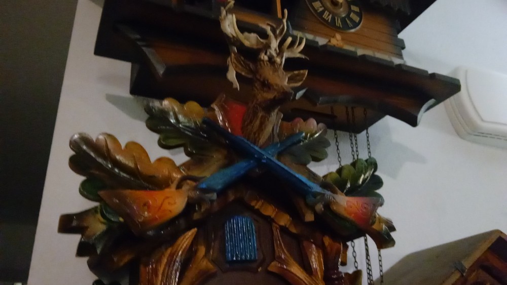 Blackforest Blue Guns Cuckoo Clock Eight Day.