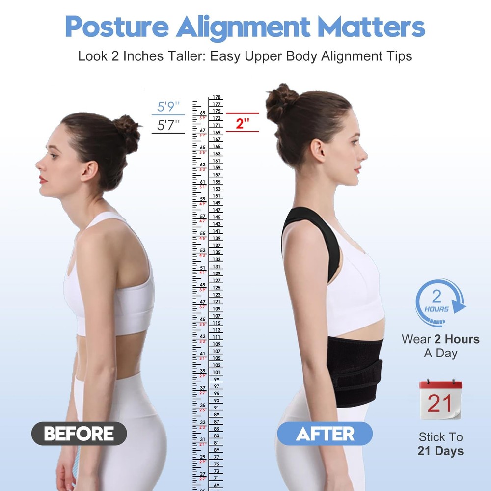 Posture Corrector for Men with Bionic System - Upgraded Back Brace, Adjustabl...
