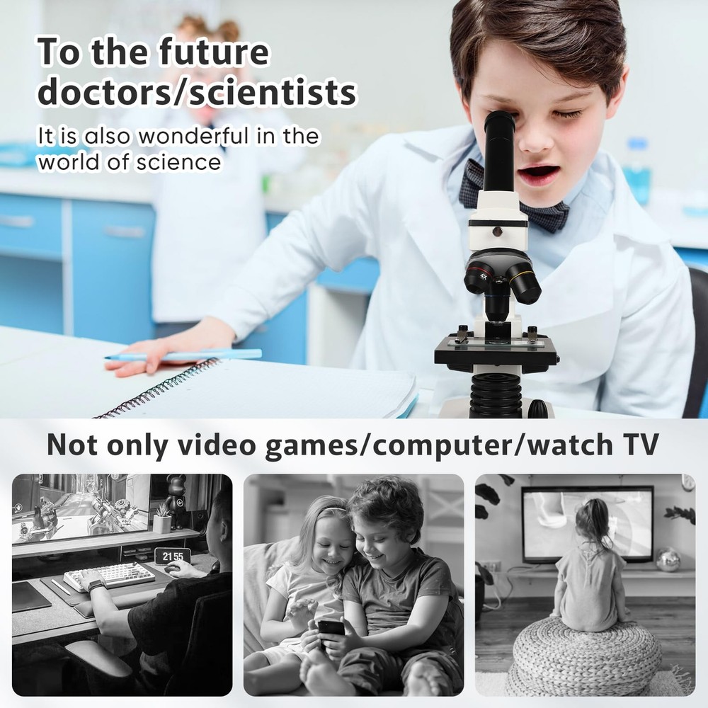 Microscope for Adults ProfessionalCompound Microscope for Kids 812,100X2000X ...
