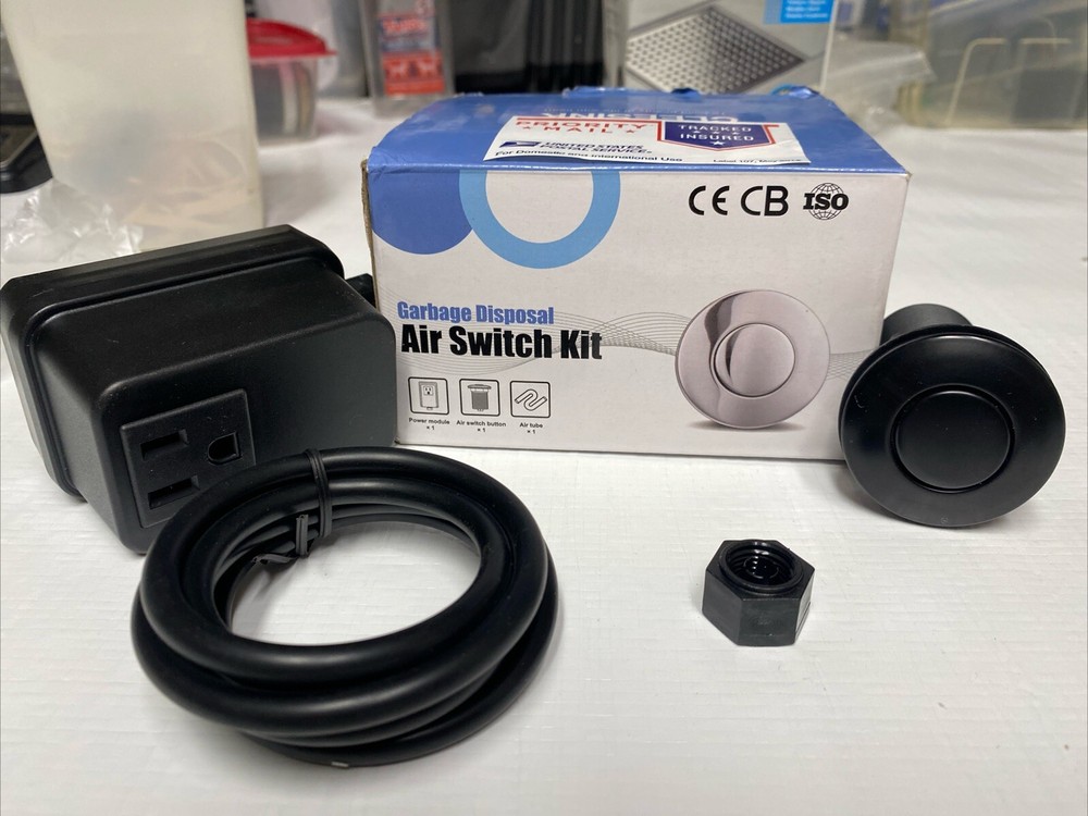 CLEESINK Garbage Disposal Air Switch Kit, Long Plastic Black Button