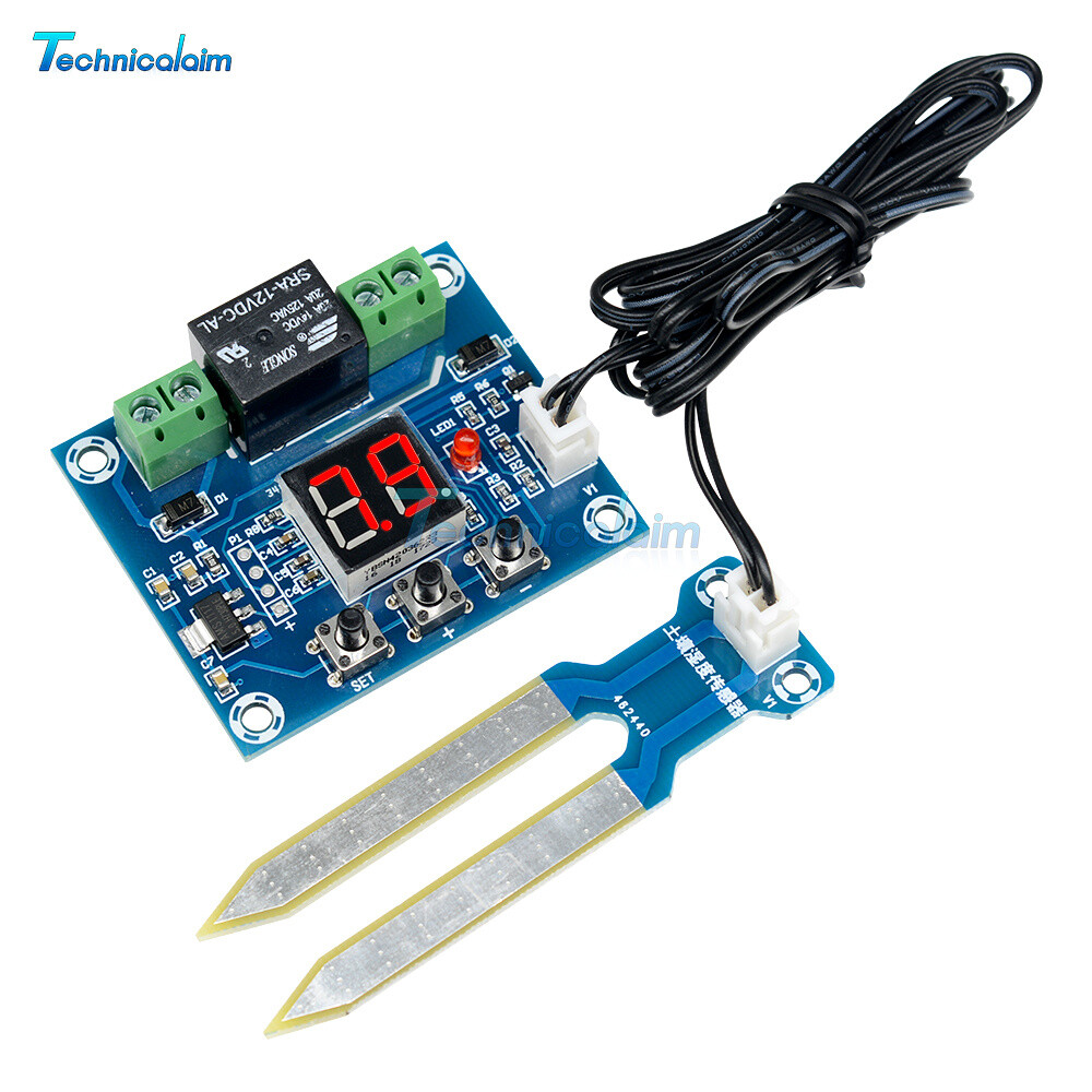 Digital DC12V LED Soil Moisture Sensor Humidity Watering Relay Controller Module