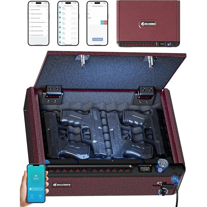 Biometric Gun Safe Portable Handgun Lock Fingerprint Access Electronic Security