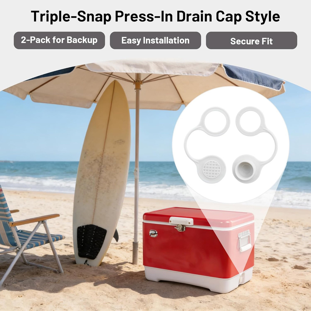 Drain Plug Caps Replacement Compatible with Igloo Coolers 25–70 Qt, 2 Pack Tr...