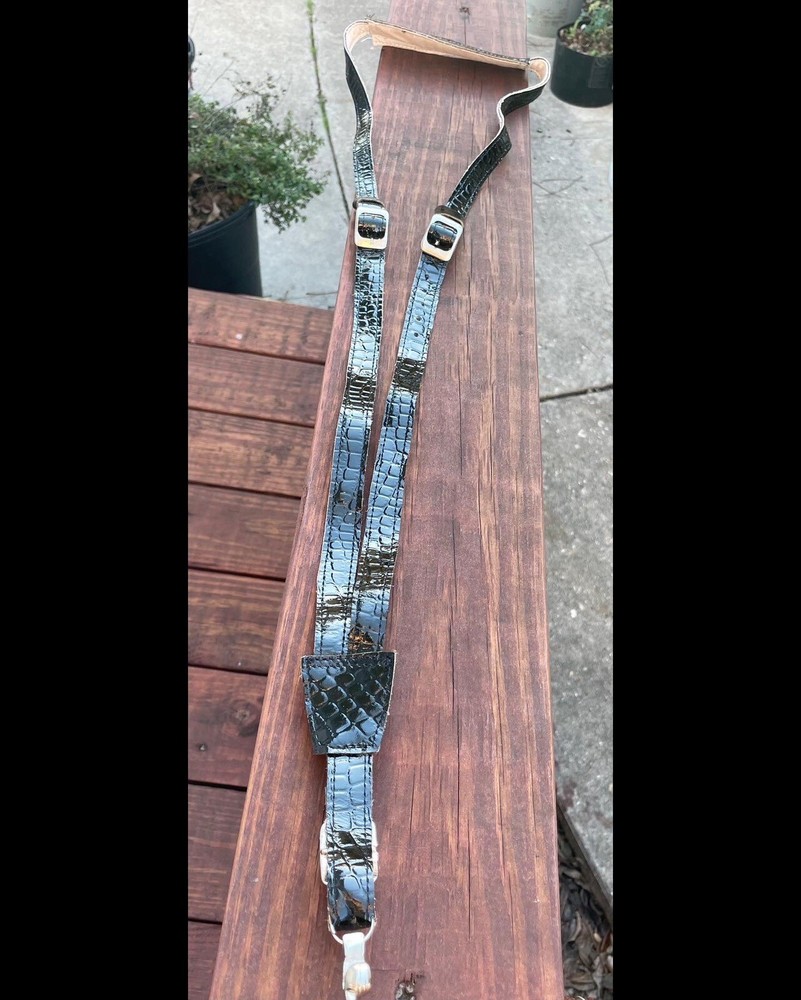 Black Leather Vihuela / Guitar Strap
