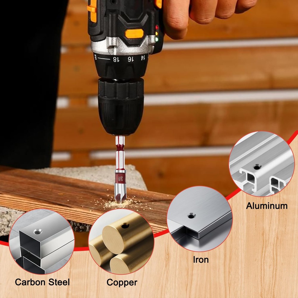 5Pcs Countersink Drill Bit Set, 82 Degree 5-Flute 0.75 inches