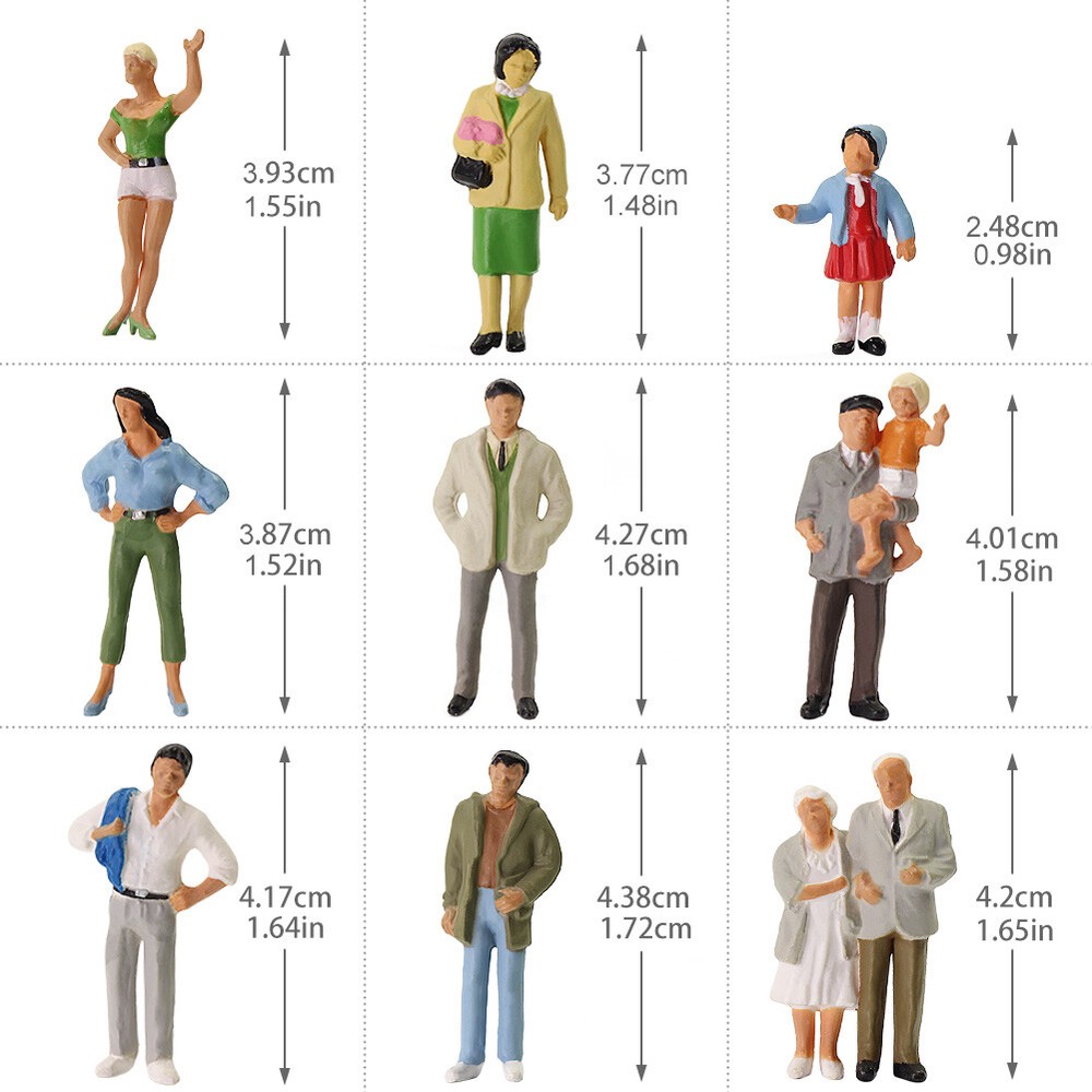 30pcs Different Poses Model Train O Scale 1:43 Standing Painted Figures People