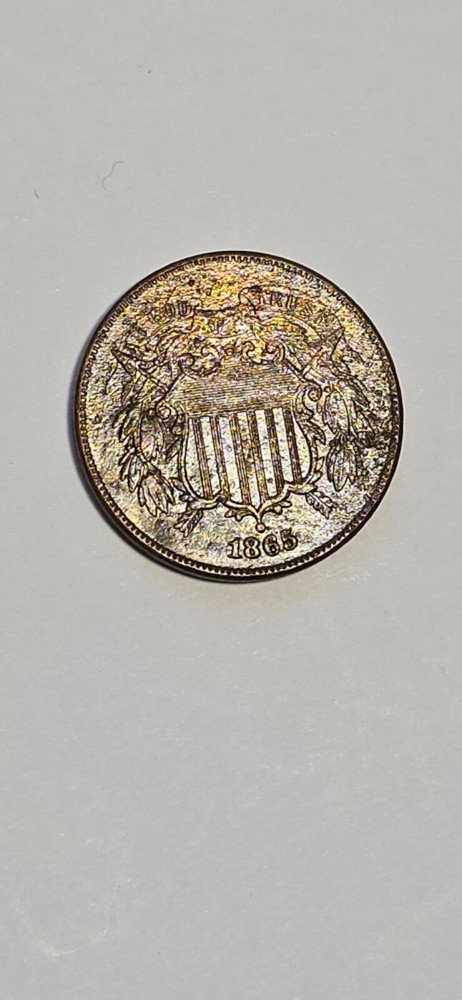 1865 Two Cent Piece Uncirculated Environmental Damage